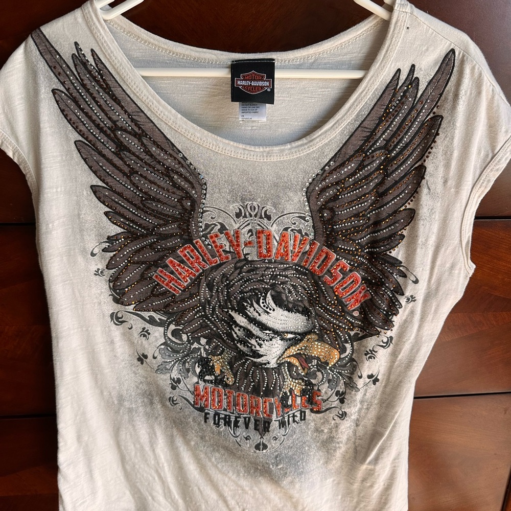 Harley-Davidson Women's Cream Graphic Top